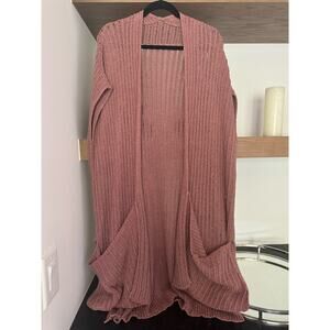 Free People Long Cardigan in a Soft Mauve